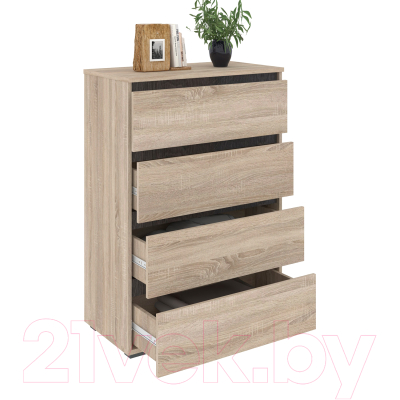Комод Кортекс-мебель Бари 80 4ш (дуб сонома/дуб сонома/береза)