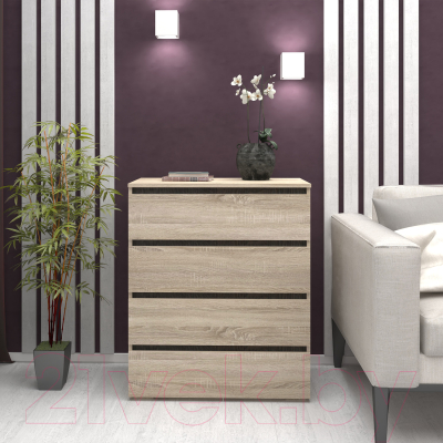 Комод Кортекс-мебель Бари 80 4ш (дуб сонома/дуб сонома/береза)