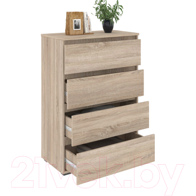 Комод Кортекс-мебель Бари 80 4ш (дуб сонома/дуб сонома/дуб сонома)