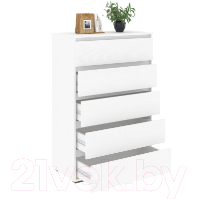 Комод Кортекс-мебель Бари 80 5ш (белый/белый/белый)