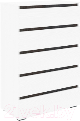 Комод Кортекс-мебель Бари 80 5ш (белый/белый/береза) - фото