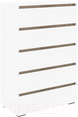 Комод Кортекс-мебель Бари 80 5ш (белый/белый/дуб сонома) - фото