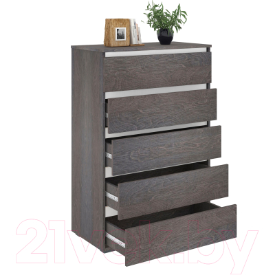 Комод Кортекс-мебель Бари 80 5ш (береза/береза/белый)