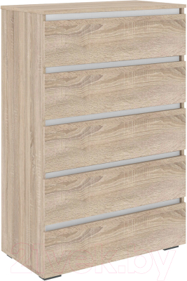Комод Кортекс-мебель Бари 80 5ш (дуб сонома/дуб сонома/белый) - фото