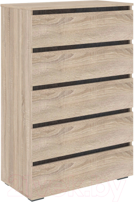 Комод Кортекс-мебель Бари 80 5ш (дуб сонома/дуб сонома/береза) - фото