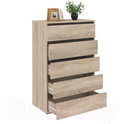 Комод Кортекс-мебель Бари 80 5ш (дуб сонома/дуб сонома/береза)