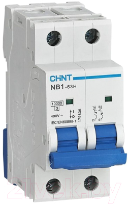 Выключатель автоматический Chint NB1-63H 2P 63A 10кА C (R) / 179836 - фото