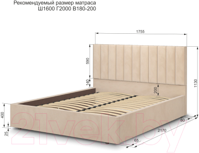 Двуспальная кровать Аквилон Рица-1 16 ПМ