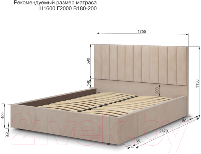 Двуспальная кровать Аквилон Рица-1 16 ПМ
