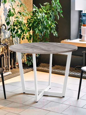 Обеденный стол Millwood Орлеан Л18 D90 (сосна пасадена/металл белый)