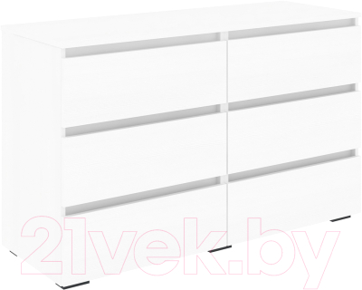 Комод Кортекс-мебель Бари 120 6ш (белый/белый/белый) - фото