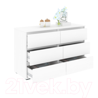 Комод Кортекс-мебель Бари 120 6ш (белый/белый/белый)