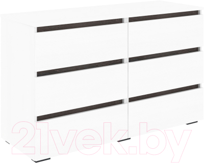 Комод Кортекс-мебель Бари 120 6ш (белый/белый/береза) - фото