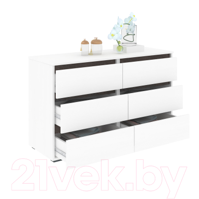 Комод Кортекс-мебель Бари 120 6ш (белый/белый/береза)