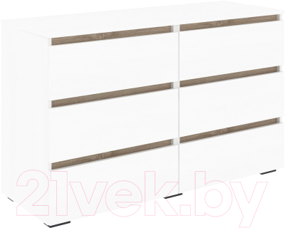 Комод Кортекс-мебель Бари 120 6ш (белый/белый/дуб сонома) - фото