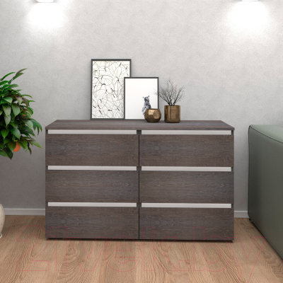 Комод Кортекс-мебель Бари 120 6ш (береза/береза/белый)