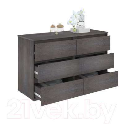 Комод Кортекс-мебель Бари 120 6ш (береза/береза/береза)