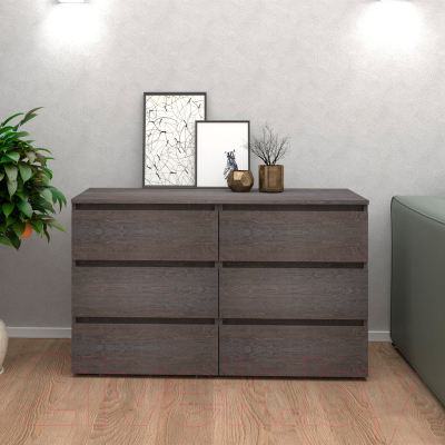 Комод Кортекс-мебель Бари 120 6ш (береза/береза/береза)