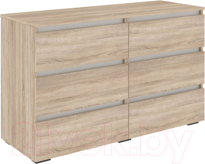 Комод Кортекс-мебель Бари 120 6ш (дуб сонома/дуб сонома/белый) - фото