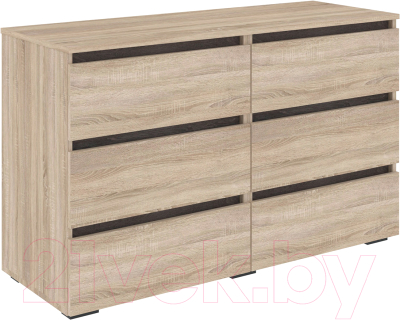 Комод Кортекс-мебель Бари 120 6ш (дуб сонома/дуб сонома/береза) - фото
