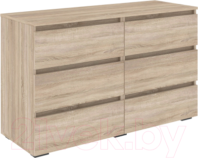 Комод Кортекс-мебель Бари 120 6ш (дуб сонома/дуб сонома/дуб сонома) - фото