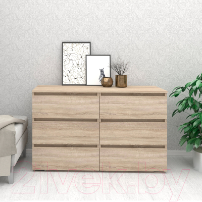 Комод Кортекс-мебель Бари 120 6ш (дуб сонома/дуб сонома/дуб сонома)