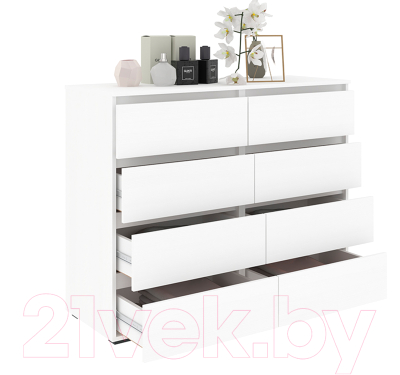 Комод Кортекс-мебель Бари 120 8ш (белый/белый/белый)