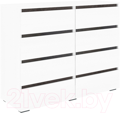 Комод Кортекс-мебель Бари 120 8ш (белый/белый/береза) - фото