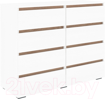 Комод Кортекс-мебель Бари 120 8ш (белый/белый/дуб сонома) - фото