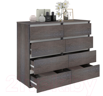 Комод Кортекс-мебель Бари 120 8ш (береза/береза/белый)