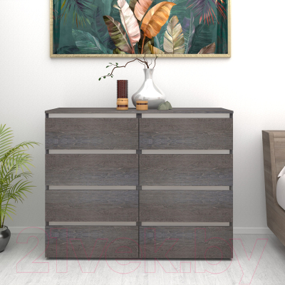 Комод Кортекс-мебель Бари 120 8ш (береза/береза/белый)