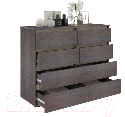 Комод Кортекс-мебель Бари 120 8ш (береза/береза/дуб сонома)