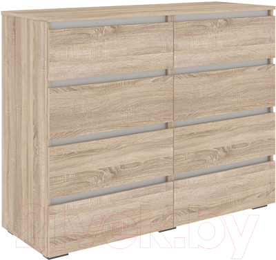 Комод Кортекс-мебель Бари 120 8ш (дуб сонома/дуб сонома/белый) - фото