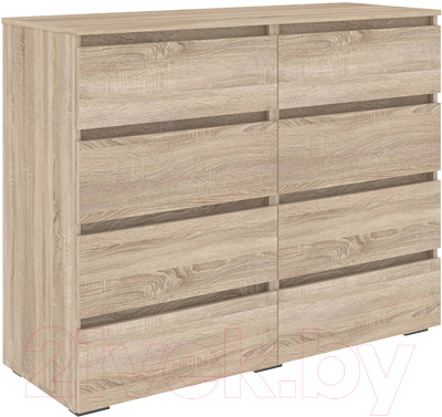 Комод Кортекс-мебель Бари 120 8ш (дуб сонома/дуб сонома/береза) - фото