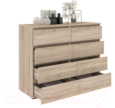 Комод Кортекс-мебель Бари 120 8ш (дуб сонома/дуб сонома/дуб сонома)
