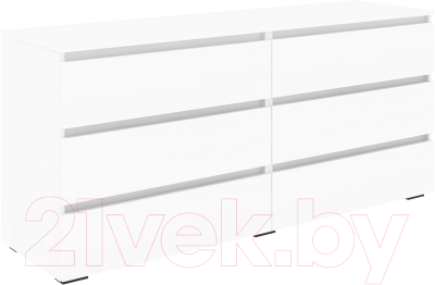 Комод Кортекс-мебель Бари 160 6ш (белый/белый/белый) - фото