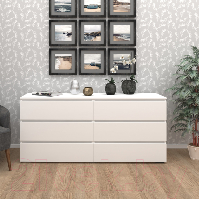 Комод Кортекс-мебель Бари 160 6ш (белый/белый/белый)