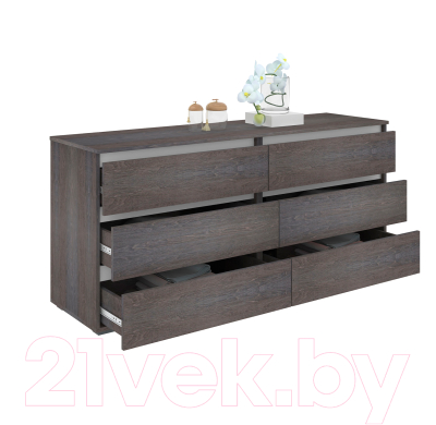 Комод Кортекс-мебель Бари 160 6ш (береза/береза/белый)