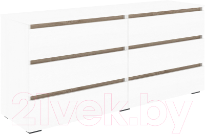 Комод Кортекс-мебель Бари 160 6ш (белый/белый/дуб сонома) - фото