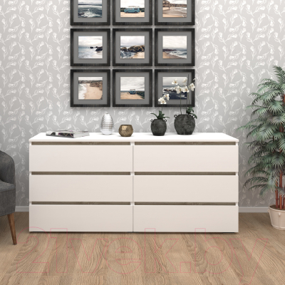 Комод Кортекс-мебель Бари 160 6ш (белый/белый/дуб сонома)