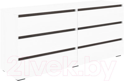 Комод Кортекс-мебель Бари 160 6ш (белый/белый/береза) - фото