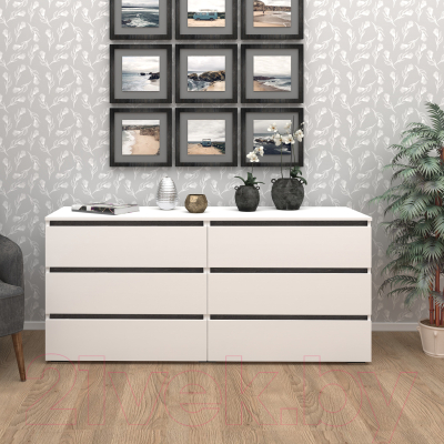 Комод Кортекс-мебель Бари 160 6ш (белый/белый/береза)