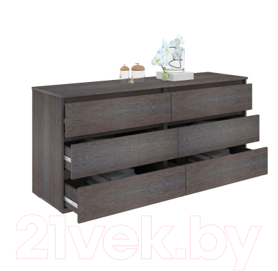 Комод Кортекс-мебель Бари 160 6ш (береза/береза/береза)