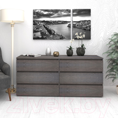 Комод Кортекс-мебель Бари 160 6ш (береза/береза/береза)