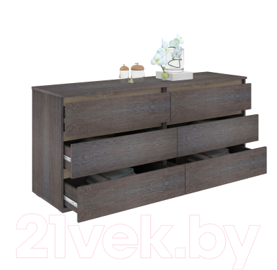 Комод Кортекс-мебель Бари 160 6ш (береза/береза/дуб сонома)