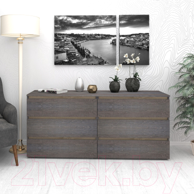 Комод Кортекс-мебель Бари 160 6ш (береза/береза/дуб сонома)