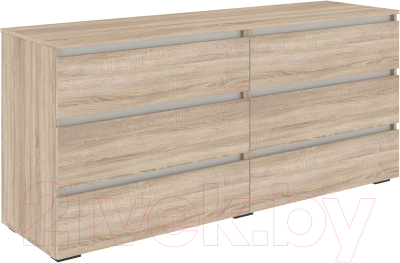 Комод Кортекс-мебель Бари 160 6ш (дуб сонома/дуб сонома/белый) - фото