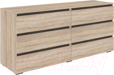 Комод Кортекс-мебель Бари 160 6ш (дуб сонома/дуб сонома/береза) - фото