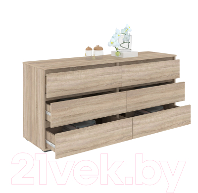 Комод Кортекс-мебель Бари 160 6ш (дуб сонома/дуб сонома/дуб сонома)