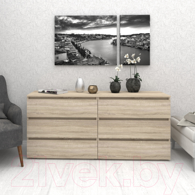 Комод Кортекс-мебель Бари 160 6ш (дуб сонома/дуб сонома/дуб сонома)